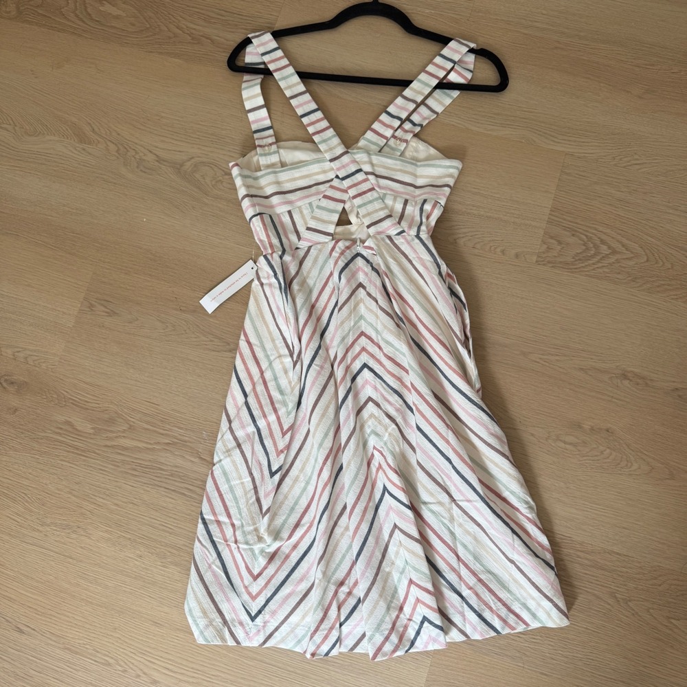 NWT ModCloth 0 Striped Midi Dress Button Front‎ Sleeveless Casual Cutout Preppy - Picture 4 of 7